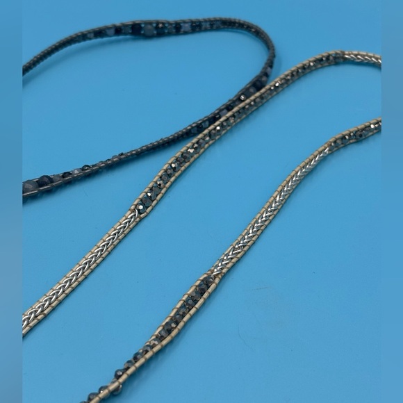 Boho Beaded Necklace, Designer Leather Jewelry, Modern Bohemian Choker - Picture 4 of 15